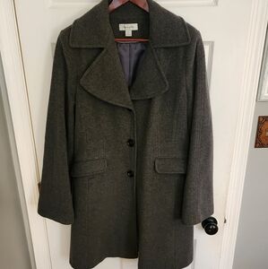 Preston & York Womens wool dark gray Long Sleeve USA Made Wool Coat jacket size